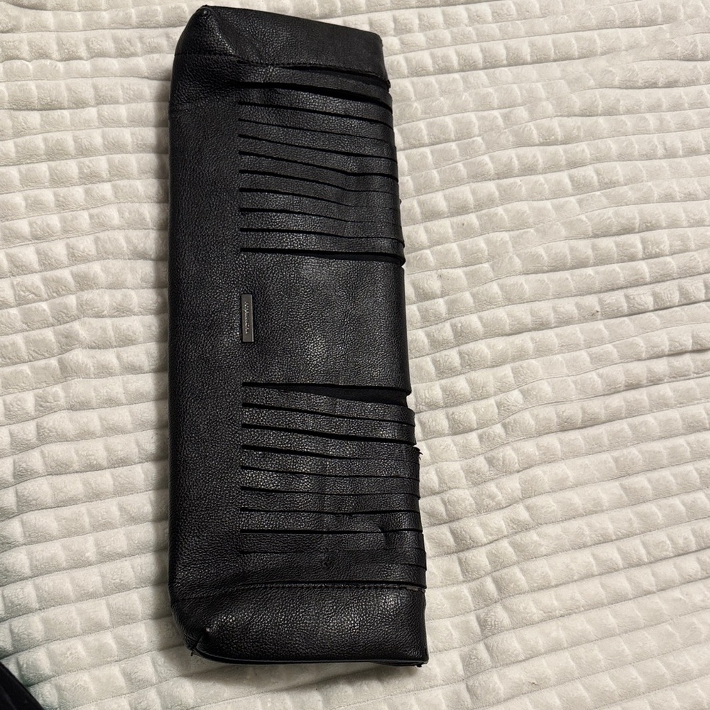 Elegant Black Leather oversized clutch